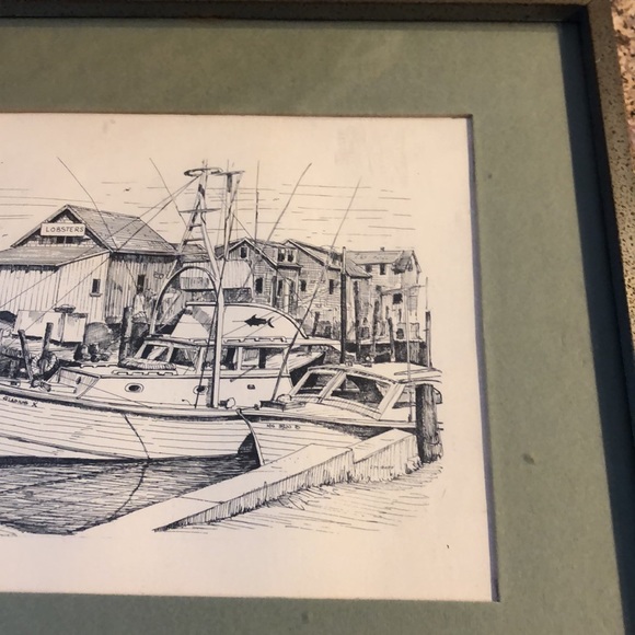 Goff Prints Framed and Matted Boat, Lobster Waterfront Scene - Picture 4 of 11